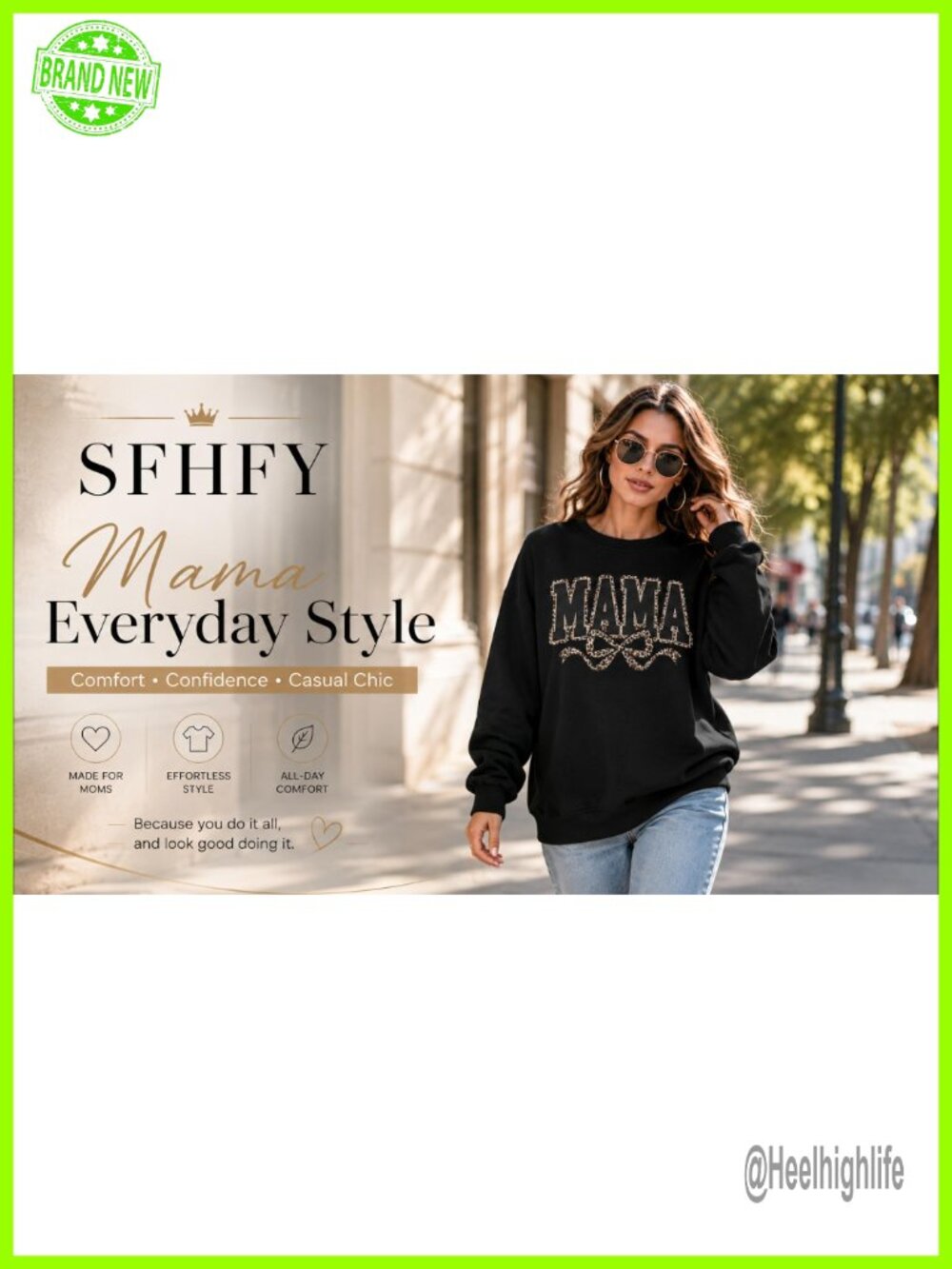 Mama Graphic Crewneck Sweatshirt Loose Fit Long Sleeve Pullover - Picture 6 of 6